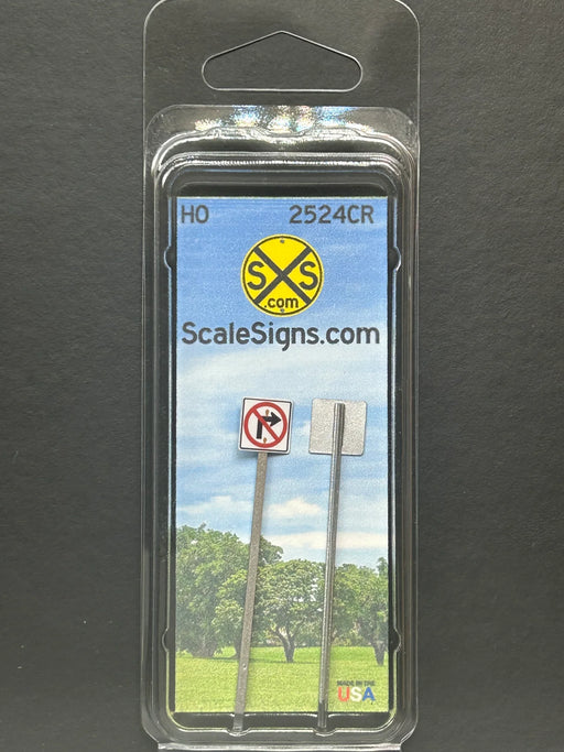ScaleSigns HO-2524CR HO Scale No Right Turn Sign (2 Pack)