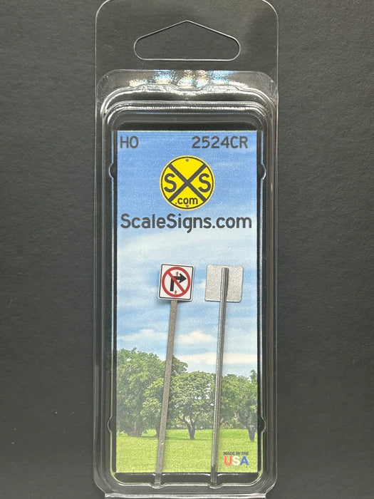 ScaleSigns HO-2524CR HO Scale No Right Turn Sign (2 Pack)