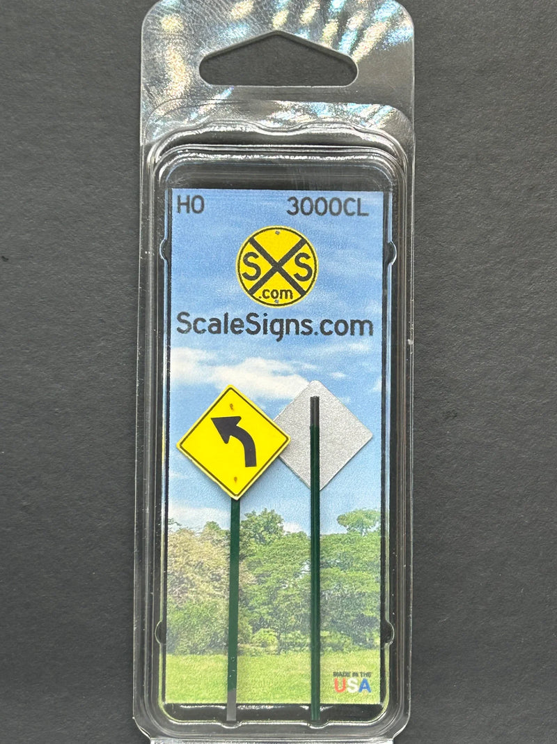 ScaleSigns HO-3000CL HO Scale Left Turn Sign (2 Pack)