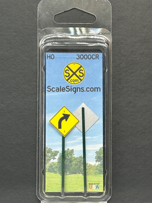 ScaleSigns HO-3000CR HO Scale Right Turn Sign (2 Pack)
