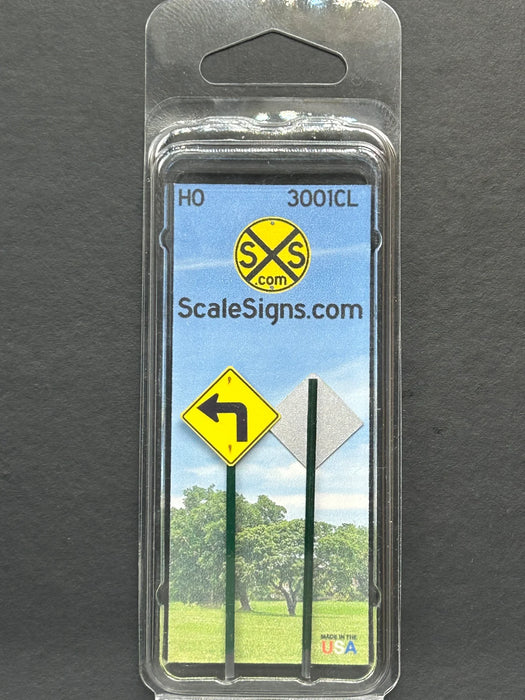 ScaleSigns HO-3001CL HO Scale Left Turn Sign (2 Pack)