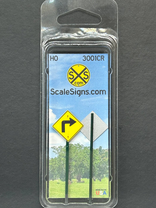 ScaleSigns HO-3001CR HO Scale Right Turn Sign (2 Pack)