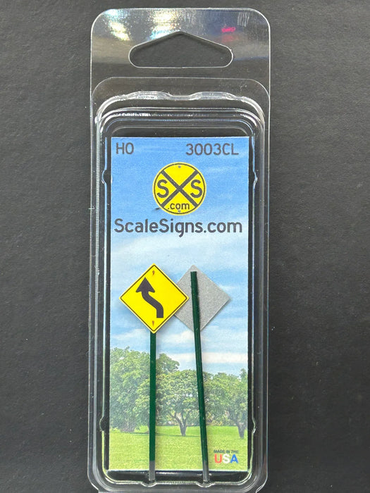 ScaleSigns HO-3003CL HO Scale Left Reverse "S" Curve Sign (2 Pack)