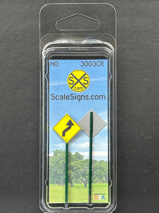 ScaleSigns HO-3003CR HO Scale Right Reverse "S" Curve Sign (2 Pack)