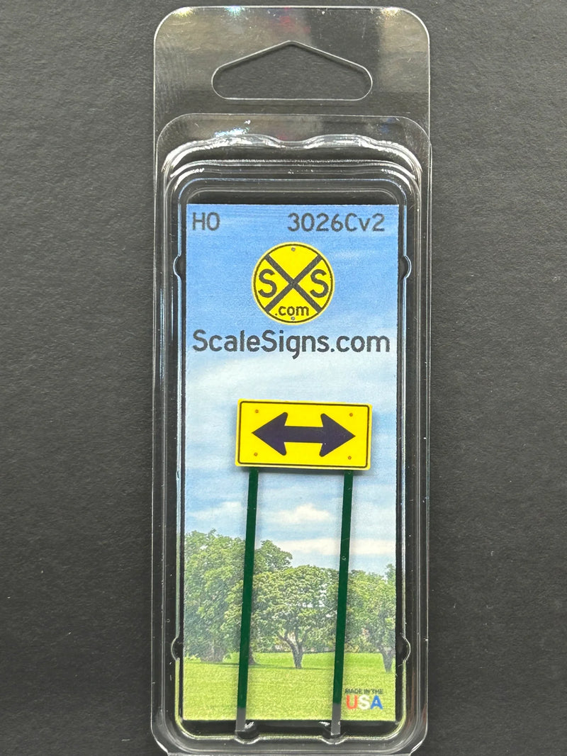 ScaleSigns HO-3026C HO Scale Two Arrow Direction Sign v2 (2 Pole)