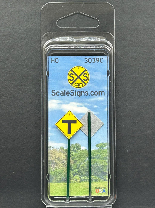 ScaleSigns HO-3039C HO Scale T Intersection Sign (2 Pack)