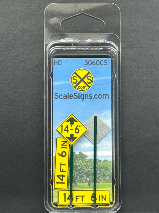 ScaleSigns HO-3060CS HO Scale 14'6" Low Clearance Signs with Bridge Signs