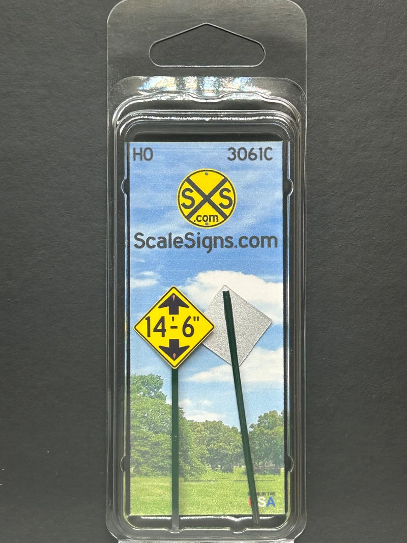 ScaleSigns HO-3061C HO Scale 14'6" Low Clearance Sign (2 Pack)