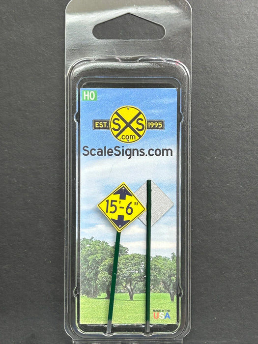 ScaleSigns HO-3061C HO Scale 15'6" Low Clearance Sign (2 Pack)