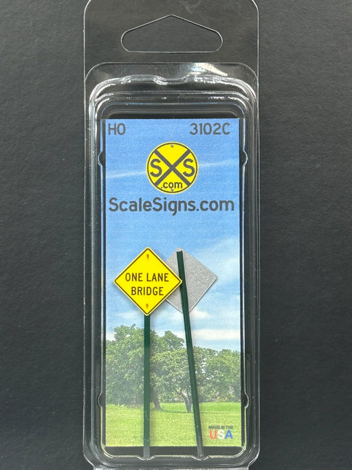 ScaleSigns HO-3102C HO Scale One Lane Bridge Sign (2 Pack)