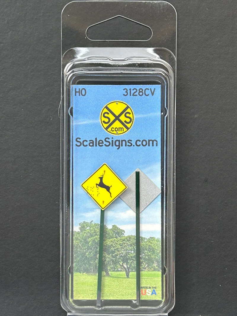 ScaleSigns HO-3128CV HO Scale Deer Sign with Bullet Holes (2 Pack)