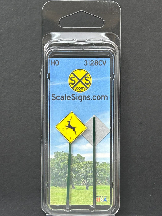 ScaleSigns HO-3128CV HO Scale Deer Sign with Bullet Holes (2 Pack)