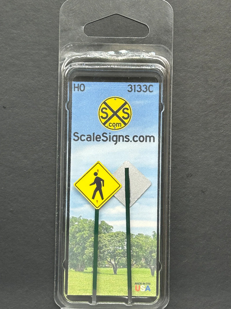 ScaleSigns HO-3133C HO Scale Pedestrian Crossing Sign (2 Pack)