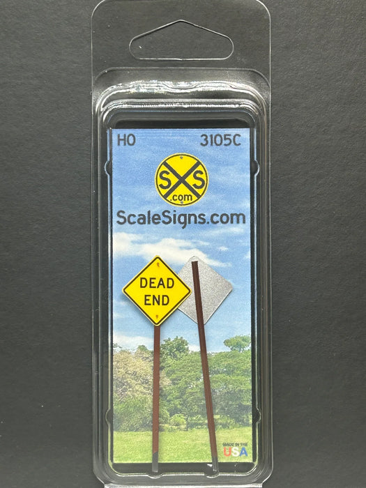 ScaleSigns HO-3105C HO Scale Dead End Sign (2 Pack)