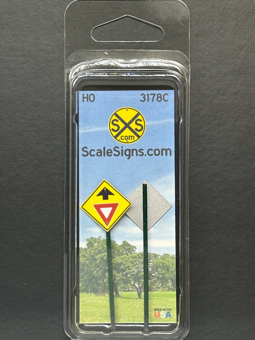 ScaleSigns HO-3178C HO Scale Yield Ahead Sign (2 Pack)