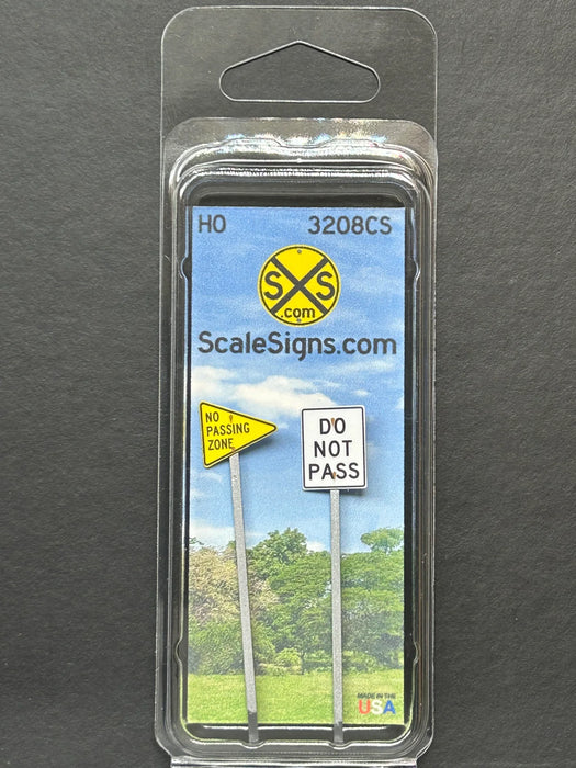 ScaleSigns HO-3208CS HO Scale No Passing Zone and Do Not Pass Sign