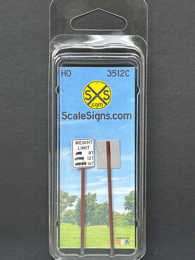 ScaleSigns HO-3512C HO Scale Yard Truck Weight Limit Signs - v1 (2 Pack)
