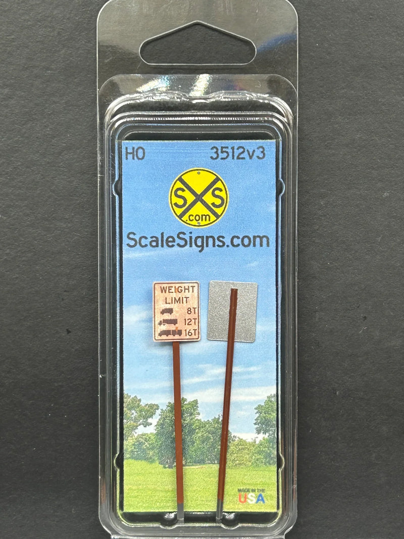 ScaleSigns HO-3512C HO Scale Yard Truck Weight Limit Signs - v3 (2 Pack)