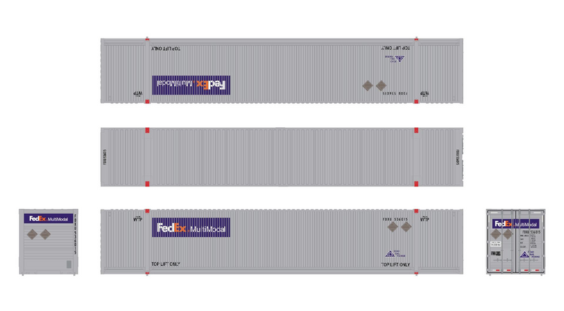 ScaleTrains 11588 HO Scale CIMC 53' Dry Container FedEx 3-Pack #2