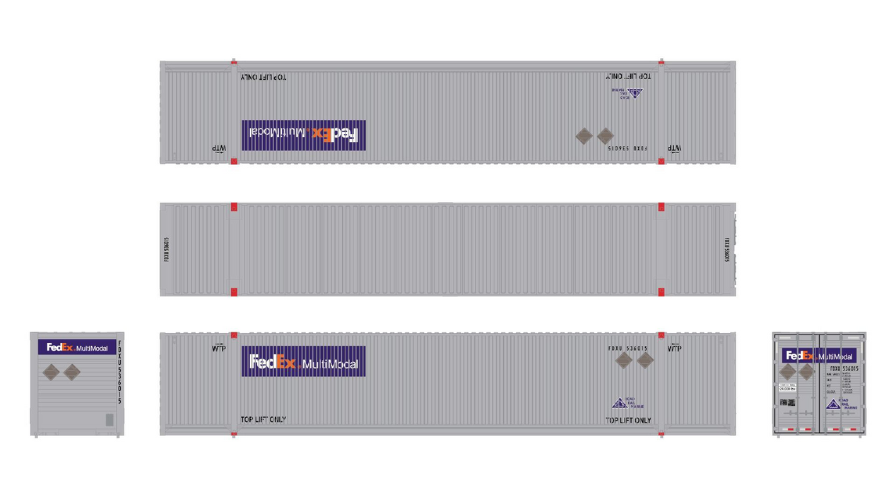 ScaleTrains 11588 HO Scale CIMC 53' Dry Container FedEx 3-Pack #2