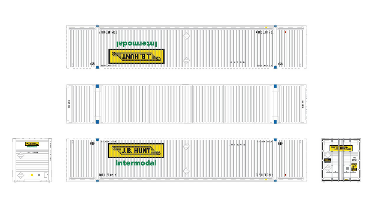 ScaleTrains 11597 HO Scale CIMC 53' Dry Container JB Hunt 3-Pack #1