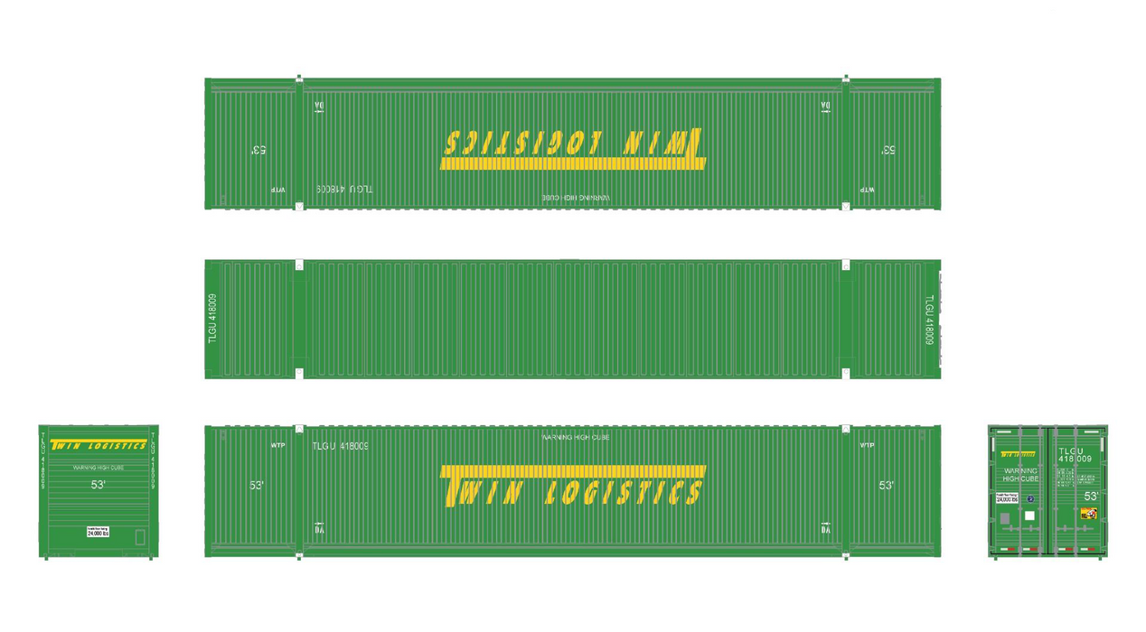 ScaleTrains 11600 HO Scale CIMC 53' Dry Container Twin Logistics 3-Pack #1