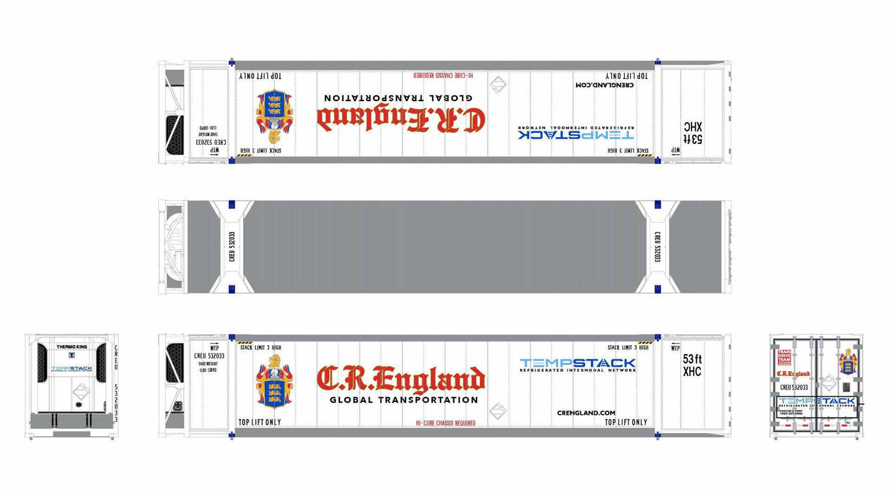 ScaleTrains 11701 HO Scale CIMC 53' Reefer Container CR England CREU 3 Pack #3