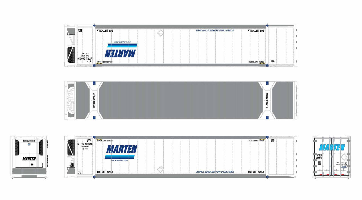 ScaleTrains 11713 HO Scale CIMC 53' Reefer Container Marten MTLU 3 Pack #2