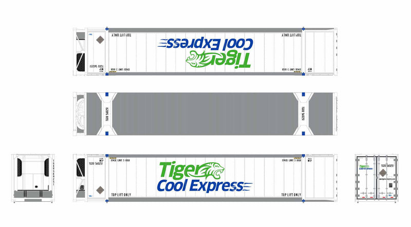 ScaleTrains 11716 HO Scale CIMC 53' Reefer Container Tiger Cool Express TGXU 3 Pack #2