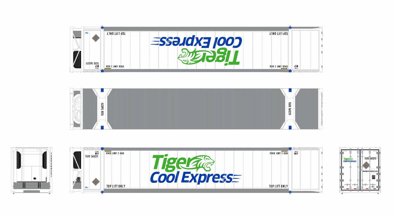 ScaleTrains 11717 HO Scale CIMC 53' Reefer Container Tiger Cool Express TGXU 3 Pack #3