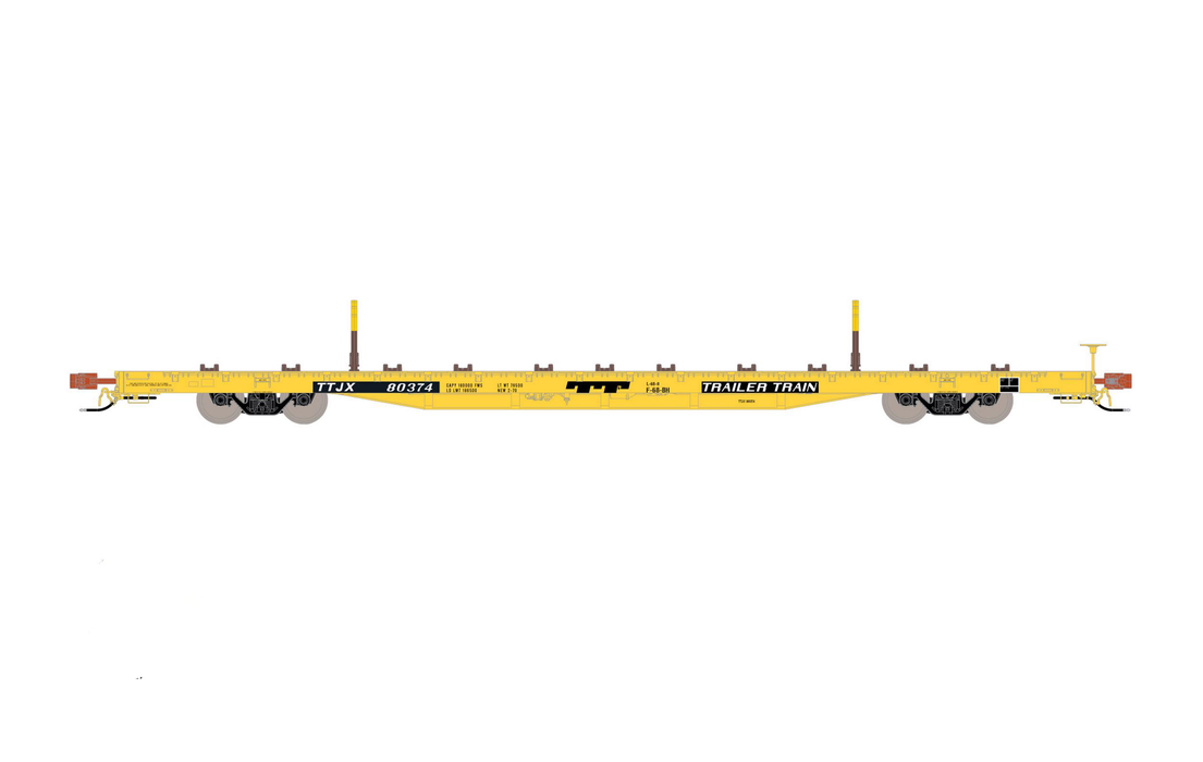 ScaleTrains 32229 Rivet HO Scale BSC F68BH Finger Rack Flatcar "TT Yellow" TTJX 80374
