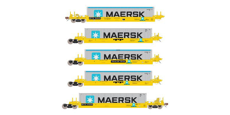 ScaleTrains 40079 HO Scale Rivet Counter PS-Trinity 5 Unit Backpacker Well Car "TT/Maersk" DTTX 64019