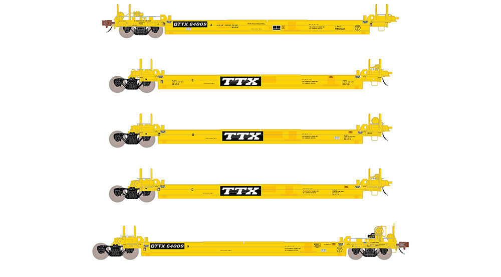 ScaleTrains 40083 HO Scale Rivet Counter PS-Trinity 5 Unit Backpacker Well Car DTTX 64009