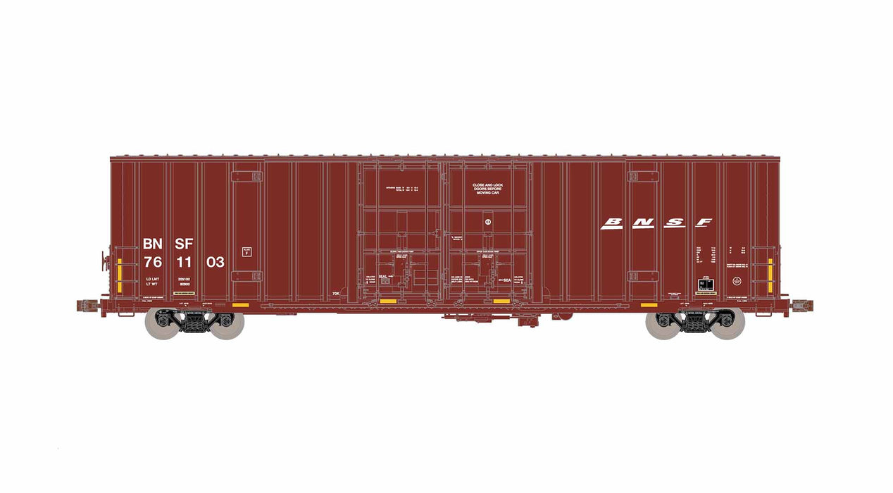 ScaleTrains Operator 11873 HO Scale Trinity 60' 7500 8' Double Plug Door High Cube Boxcar BNSF 761146 (Wedge/Conspicuity Stripes)