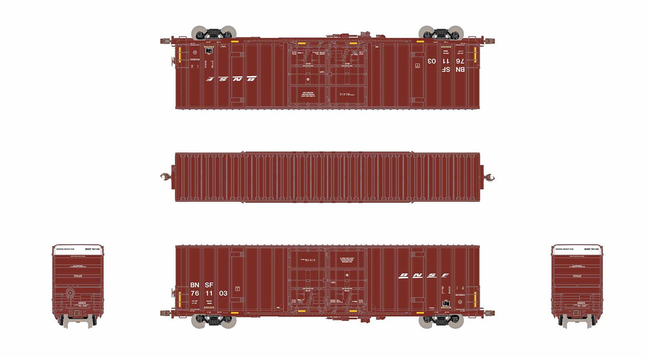 ScaleTrains Operator 11875 HO Scale Trinity 60' 7500 8' Double Plug Door High Cube Boxcar BNSF 761272 (Wedge/Conspicuity Stripes)