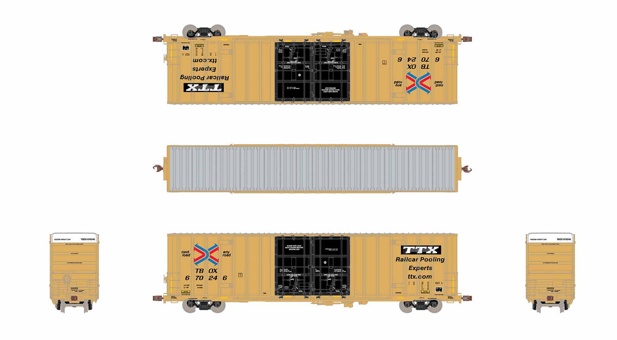 ScaleTrains Operator 11888 HO Scale Trinity 60' 7500 8' Double Plug Door High Cube Boxcar TTX TBOX 670246