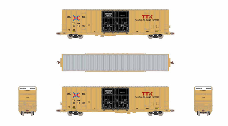 ScaleTrains Operator 11892 HO Scale Trinity 60' 7500 8' Double Plug Door High Cube Boxcar TTX TBOX 671503 (Red Logo)
