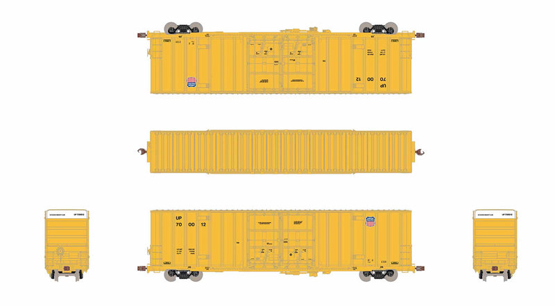 ScaleTrains Operator 11901 HO Scale Trinity 60' 7500 8' Double Plug Door High Cube Boxcar Union Pacific UP 700060 (Anti-Vandalism Reporting Marks/Conspicuity Stripes)