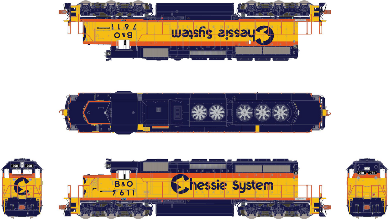ScaleTrains Rivet 31792 HO Scale EMD SD40-2 Chessie System B&O 7611 DCC & Sound