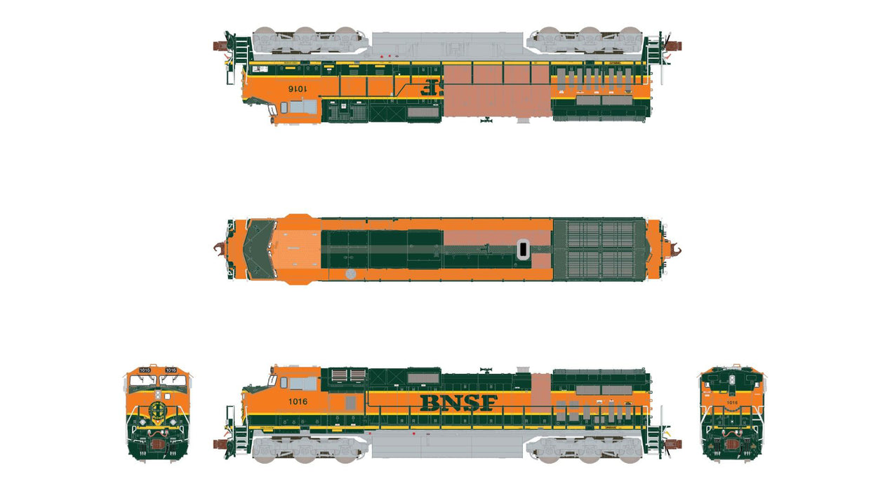 ScaleTrains Rivet 38681 N Scale GE DASH 9 Diesel BNSF Heritage I "Primer" 1016 DCC & Sound