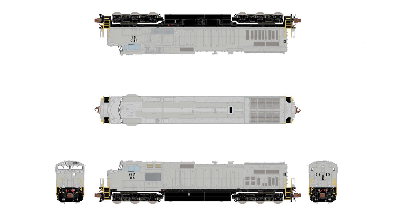 ScaleTrains Rivet 38718 N Scale GE DASH 9 Diesel Norfolk Southern Primer NS 9615 - DC