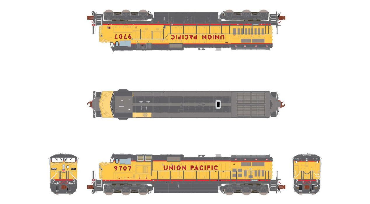 ScaleTrains Rivet 38723 N Scale GE DASH 9 Diesel Union Pacific UP 9707 DCC & Sound