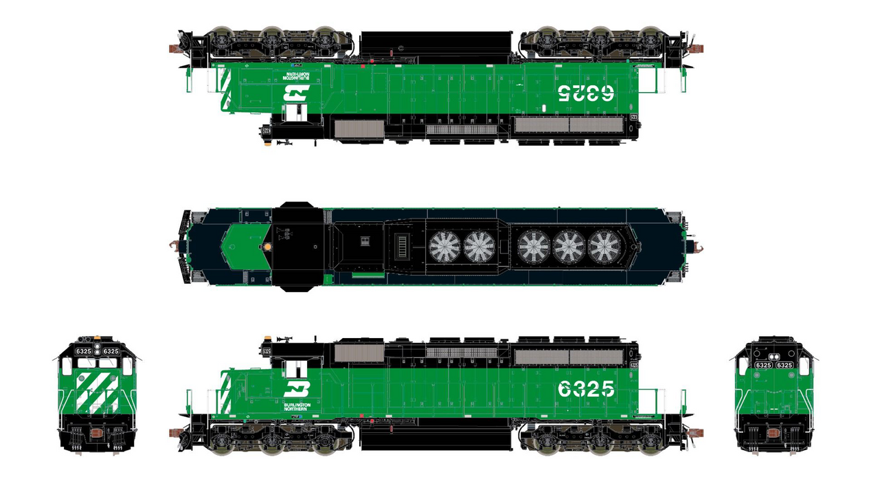 ScaleTrains Rivet 38779 HO Scale EMD SD40-2 Burlington Northern BN 6327 - DCC & Sound