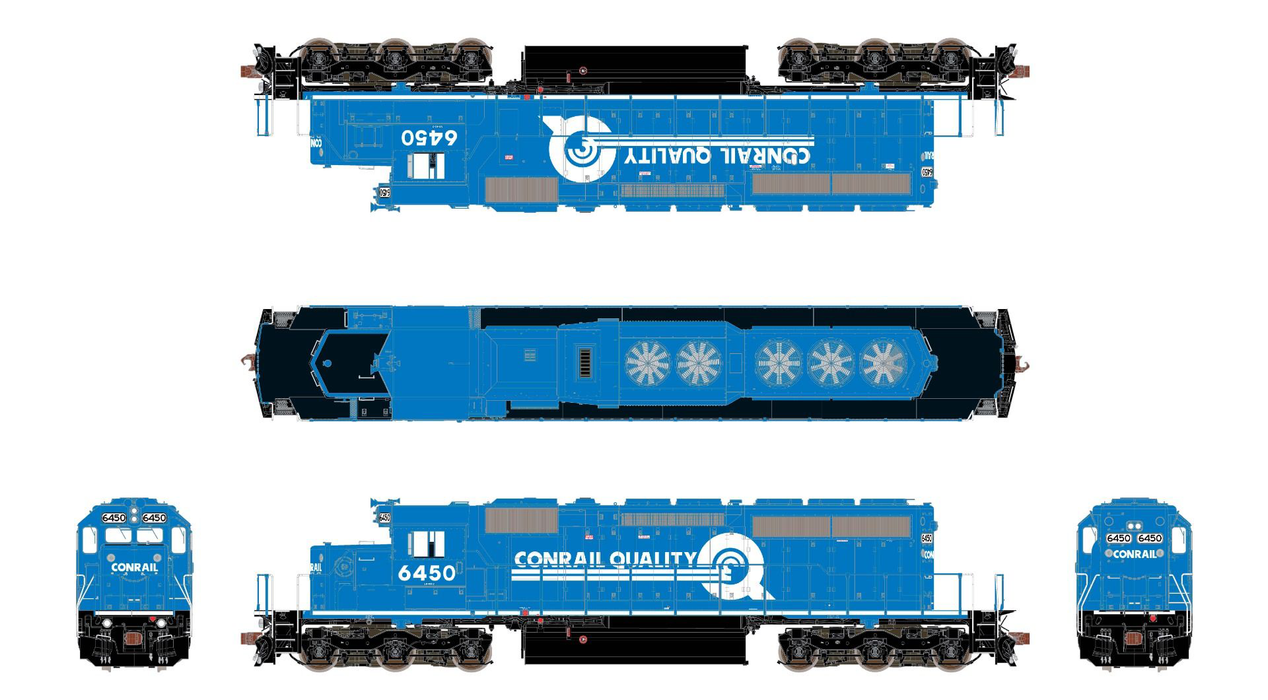 ScaleTrains Rivet 38796 HO Scale EMD SD40-2 Conrail Quality CR 6450 - DC