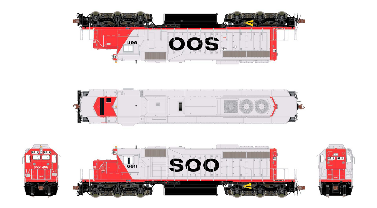 ScaleTrains Rivet 38836 HO Scale EMD SD40-2 SOO Line 6611 - DC