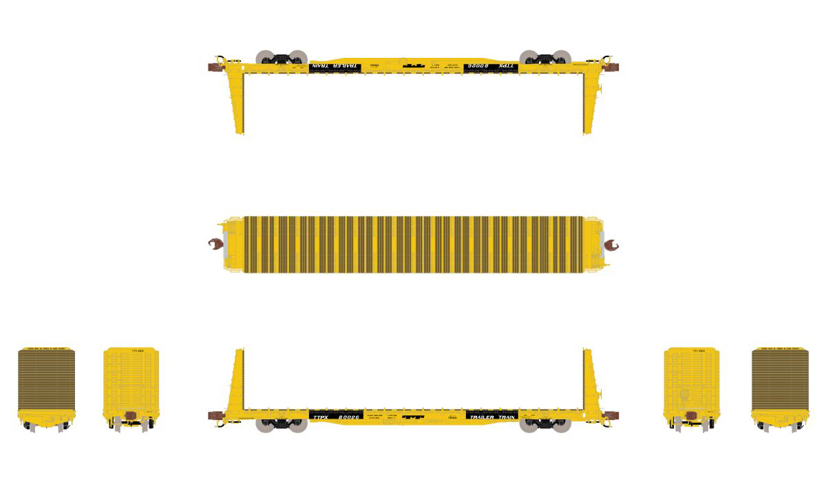 ScaleTrains Rivet 38971 N Scale BSC F68AH Bulkhead Flatcar Yellow TT TTPX 80698