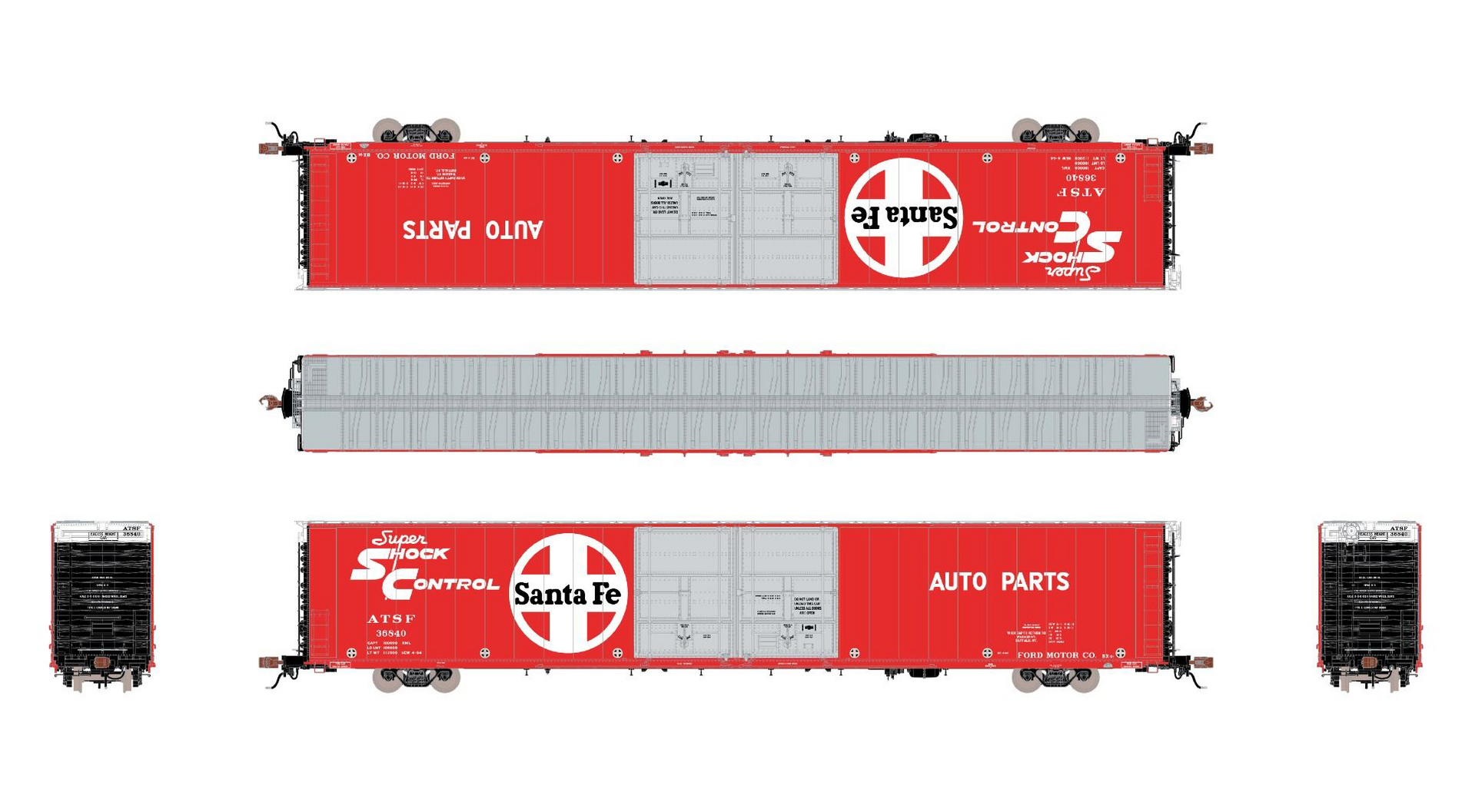 ScaleTrains Rivet 39041 HO Scale Thrall 86' Double Door Boxcar Santa F ...