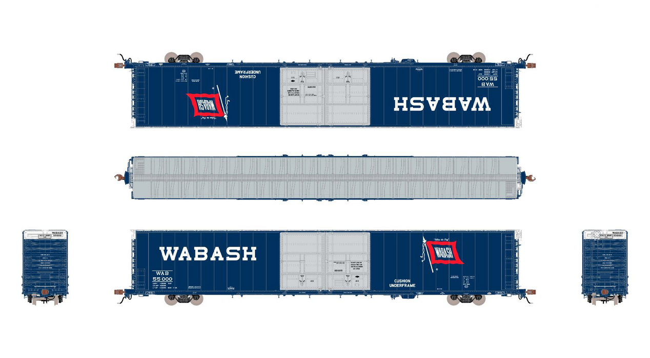 ScaleTrains Rivet 39074 HO Scale Thrall 86' Double Door Boxcar Wabash 55019