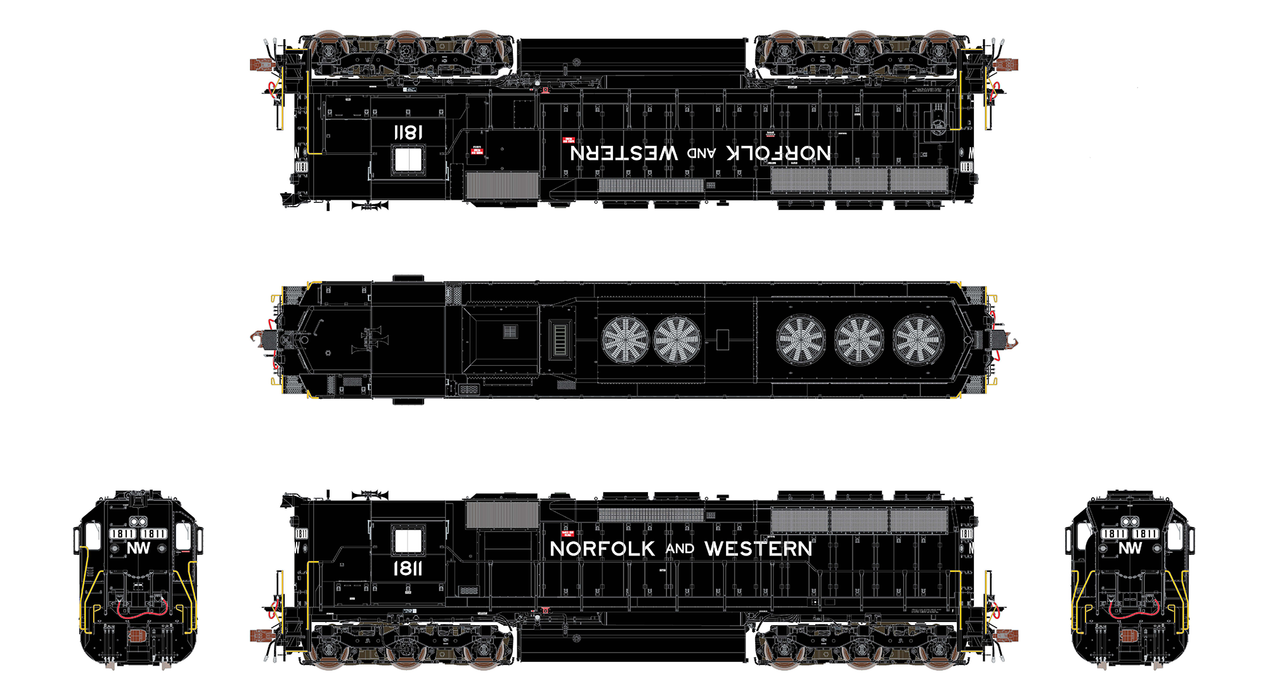 ScaleTrains Rivet 39736 HO Scale EMD SD45 Phase IIb2 High Hood Norfolk & Western N&W 1811