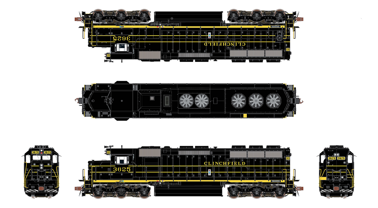 ScaleTrains Rivet 39768 HO Scale EMD SD45 Phase IIc Clinchfield "ex-SCL" 3625